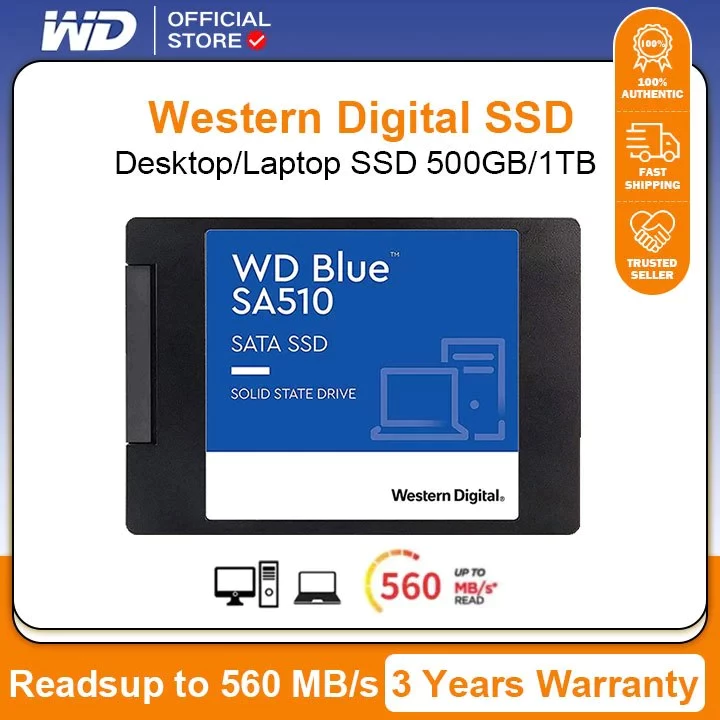 SSD ใหม่ 250GB,500GB,1TB Western Digital SSD (เอสเอสดี) WD BLUE SATA 3 2.5" 3D NAND