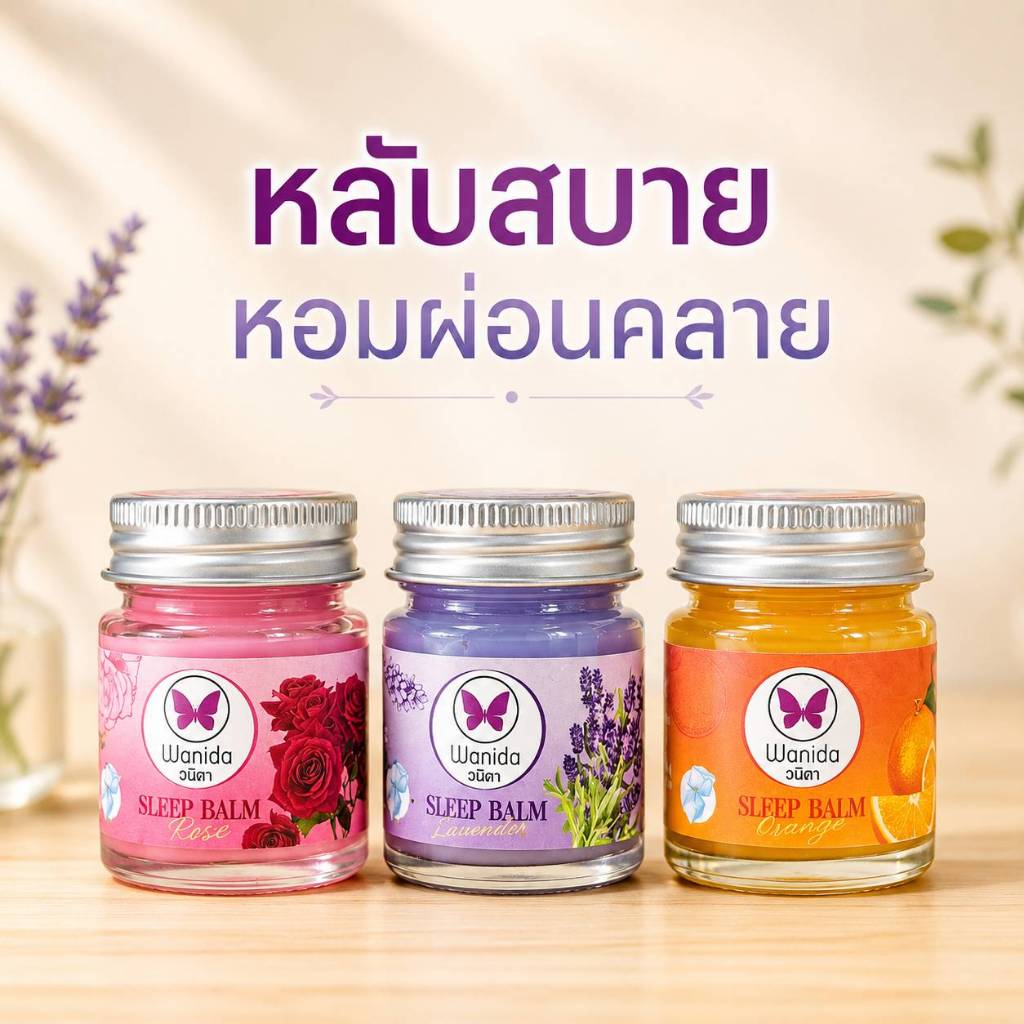 บาล์มหลับ วนิดาบาล์ม หอมสดชื่น ผ่อนคลาย 20 กรัม