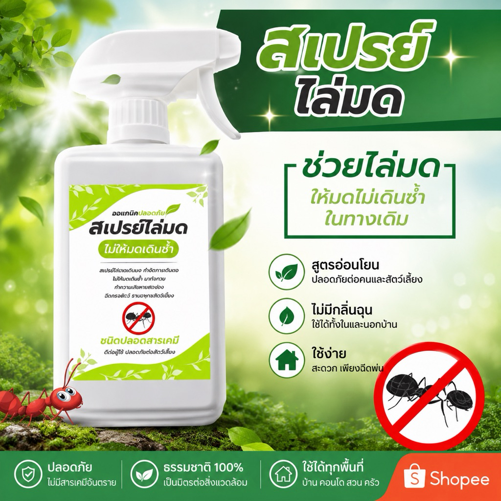 สเปรย์กำจัดมดและเห็บหมัด 500 มล. ปลอดภัยต่อสัตว์เลี้ยง