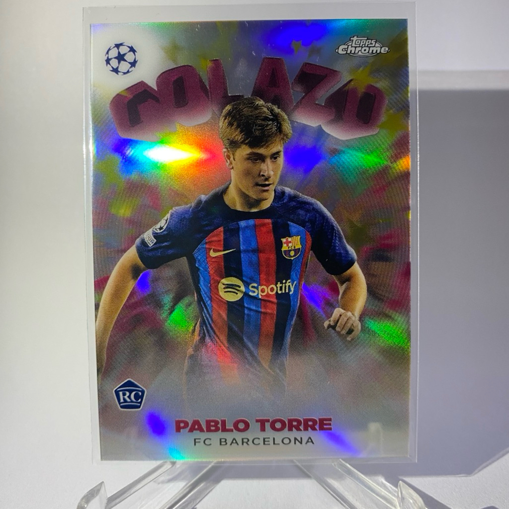 การ์ดนักฟุตบอล PABLO TORRE, RC, BARCELONA, GOLAZO, TOPPS CHROME 2023, No. G-11