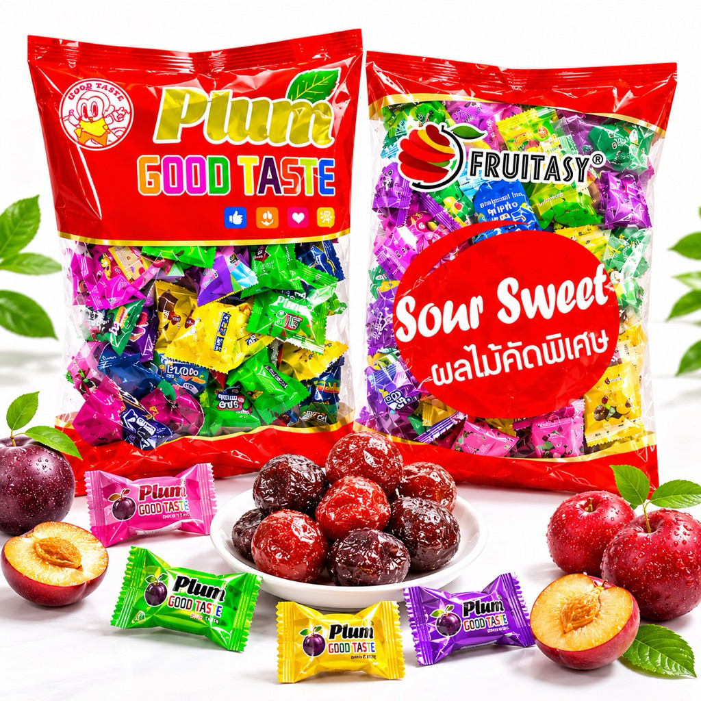 บ๊วยรวมรส บ๊วยฟรุ๊ตทาซี่ บ๊วย Plum taste รวมรสขนาด 1 กิโล