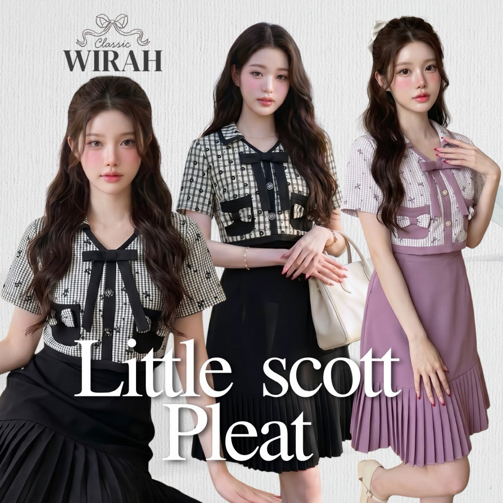 DW472P1 Little Scott Pleat Dress เดรสสไตล์คุณหนูสุดคลาสสิกจาก โดดเด่นด้วยเสื้อครอปท่อนบนลายสก็อต
