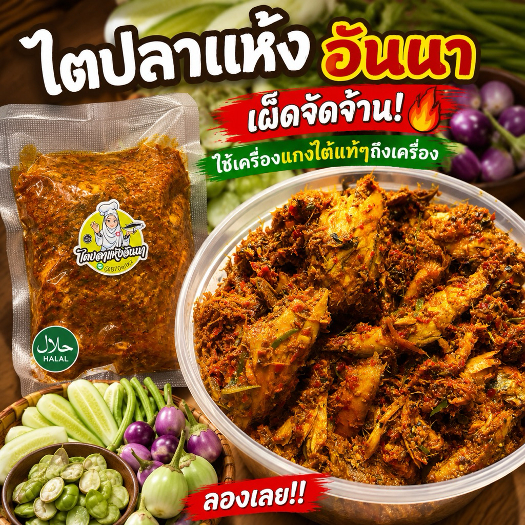 ไตปลาแห้งอันนา ฮาลาล สูตรใต้แท้ๆ รสชาติเข้มข้น‼️ทำสดใหม่ทุกวัน