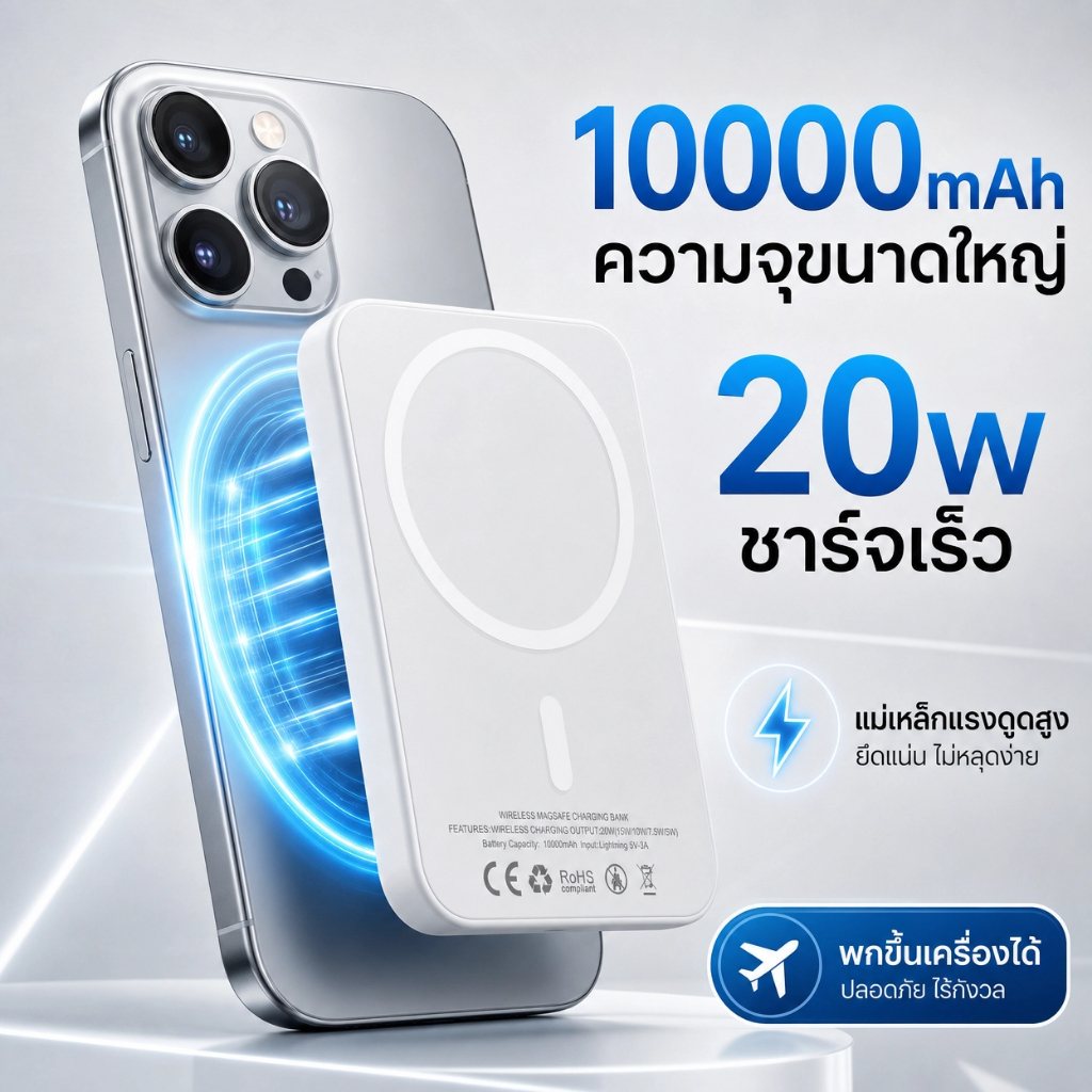 โปรวันสุดท้าย  ซื้อ 5,000 mAh ได้ 10,000 mAhพาวเวอร์แบงค์ 10000mAh power bank PD 20W Quick Charge 3.0 Type-C