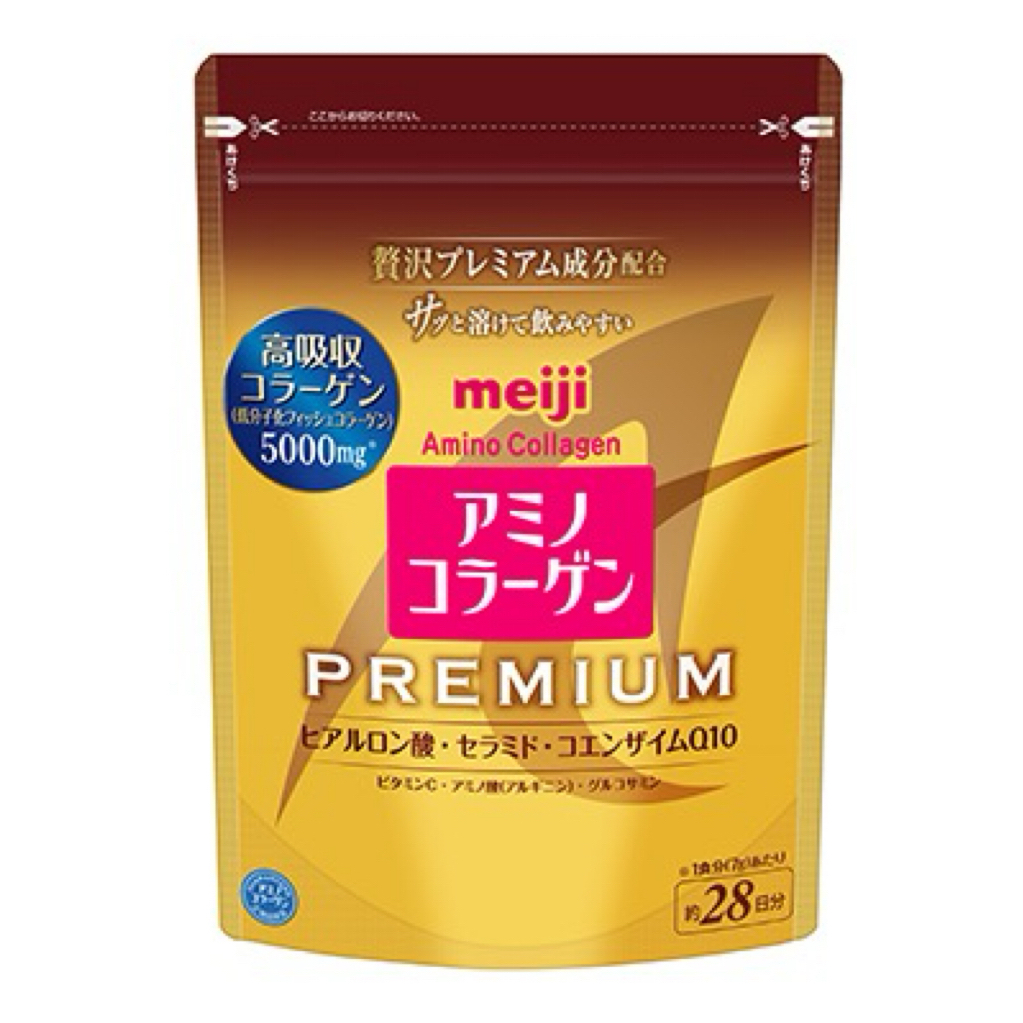 🅹🅿🇯🇵 Meiji Amino Collagen Premium สำหรับรับประทาน 14 วัน - ประกอบด้วยโคเอนไซม์ Q10 และกรดไฮยาลูรอนิก