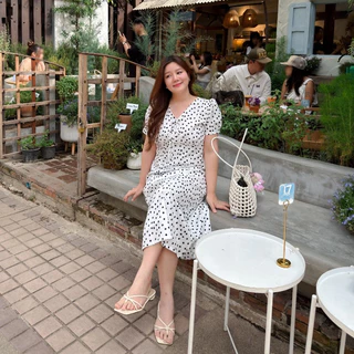 (❤️อกถึง 50") Dotty Darling Dress เดรสสาวอวบ ชุดสาวอวบ