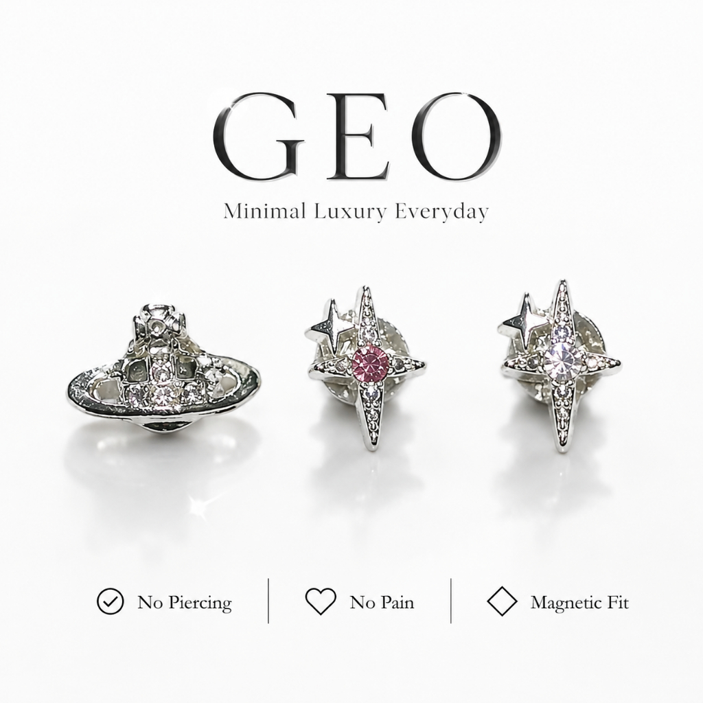 ต่างหูแม่เหล็ก ไม่ต้องเจาะหู ใส่สบาย ไม่เจ็บ Minimal Luxury Korean Style : GEO Celestia Collection |