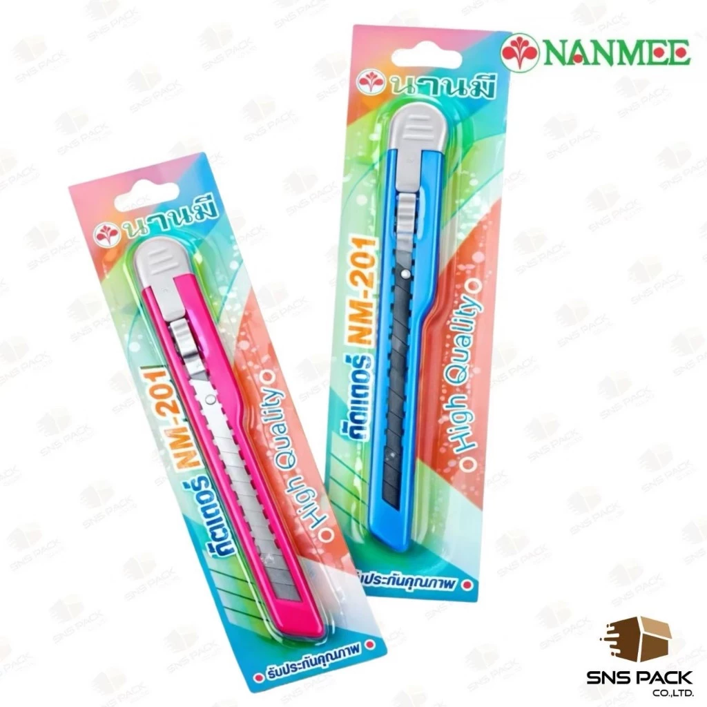 มีดคัตเตอร์ นานมี NM-201 ด้ามพลาสติก 9มม. (คละสี)