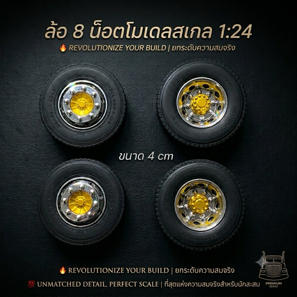 ล้อโมเดลรถบรรทุก8น็อตเส้นผ่าศูนย์กลาง4cm