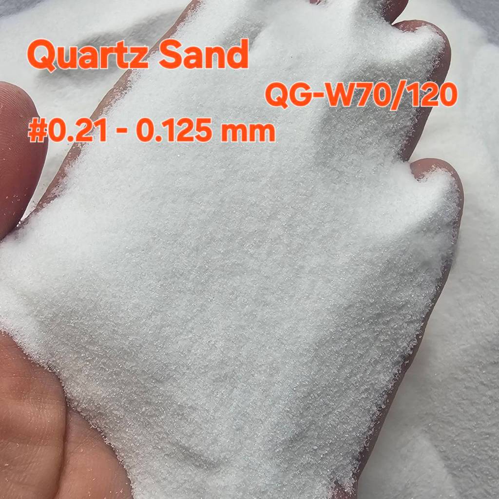 1,3,5, Kg. QUARTZ SAND QG-W70/120 # 0.21-0.125 mm. ควอตซ์แซนด์ SiO2 99% ทนความร้อนได้สูง แข็ง ขาว สะ