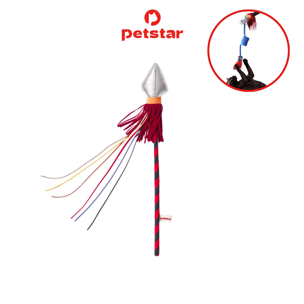 Petstar ไม้ตกแมว ของเล่นแมว Cat teaser wand ของเล่นสุนัข น้ำหนักเบา ช่วยกระตุ้นความสนใจ