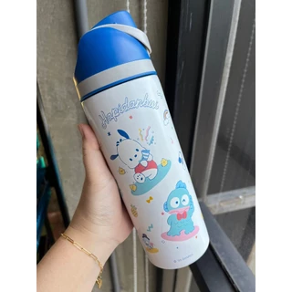 กระบอกน้ำสแตนเลสเก็บความเย็น ลายการ์ตูน Hapidanbui ขนาด 600 มล. สีฟ้า สีชมพู สีขาว