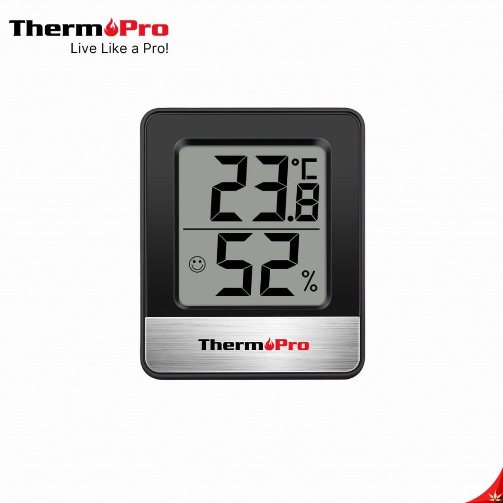 ThermoPro TP-49 เครื่องวัดอุณหภูมิและความชื้นดิจิทัล สำหรับใช้งานภายในอาคาร รุ่น TP-49 [สีดำ]