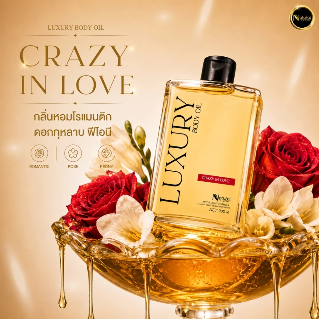 Luxury Body Oil ออยล์บำรุงผิวซึมไว วิตามินอีเข้มข้น บำรุงผิวล้ำลึก กลิ่นหอมติดผิว (100ml/200ml) thumbnail 8