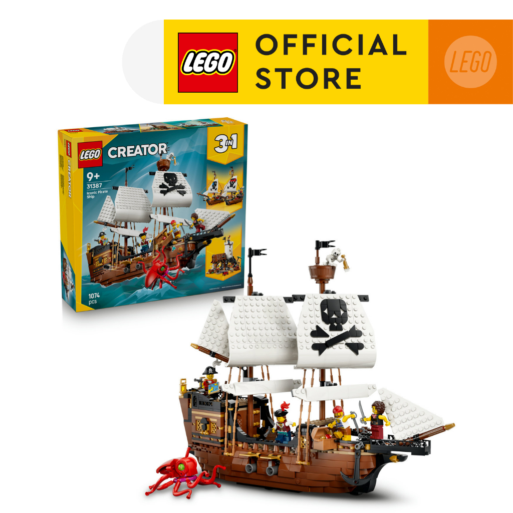LEGO Creator 3in1 31387 Iconic Pirate Ship (1074 Pieces), Building Blocks, Kids Toy