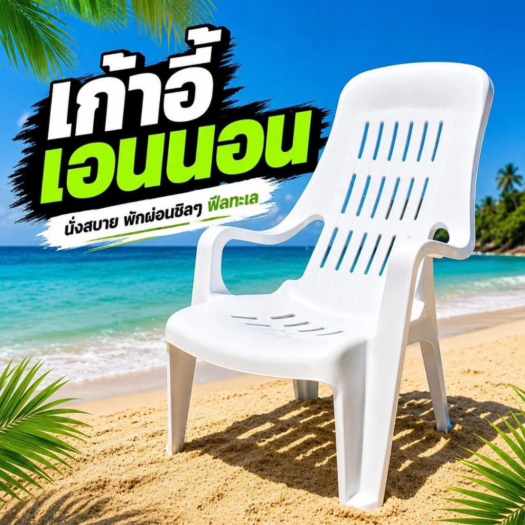 เก้าอี้พลาสติก เอนนอน เก้าอี้ชายหาด มียางกันลื่น