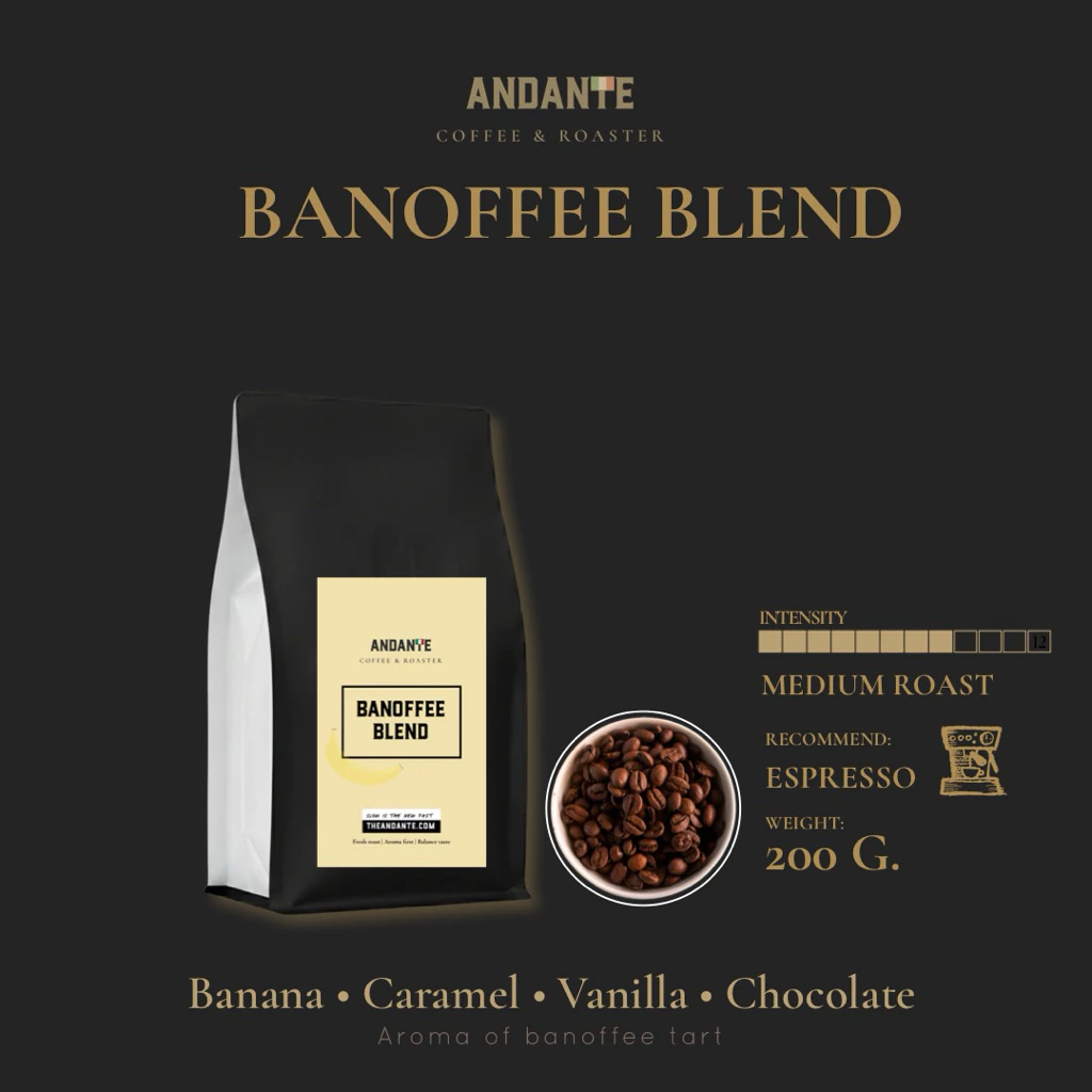 The Andante | Uganda Arabica Fermented x Brazil Natural | คั่วกลาง Medium Roast Banoffee blend