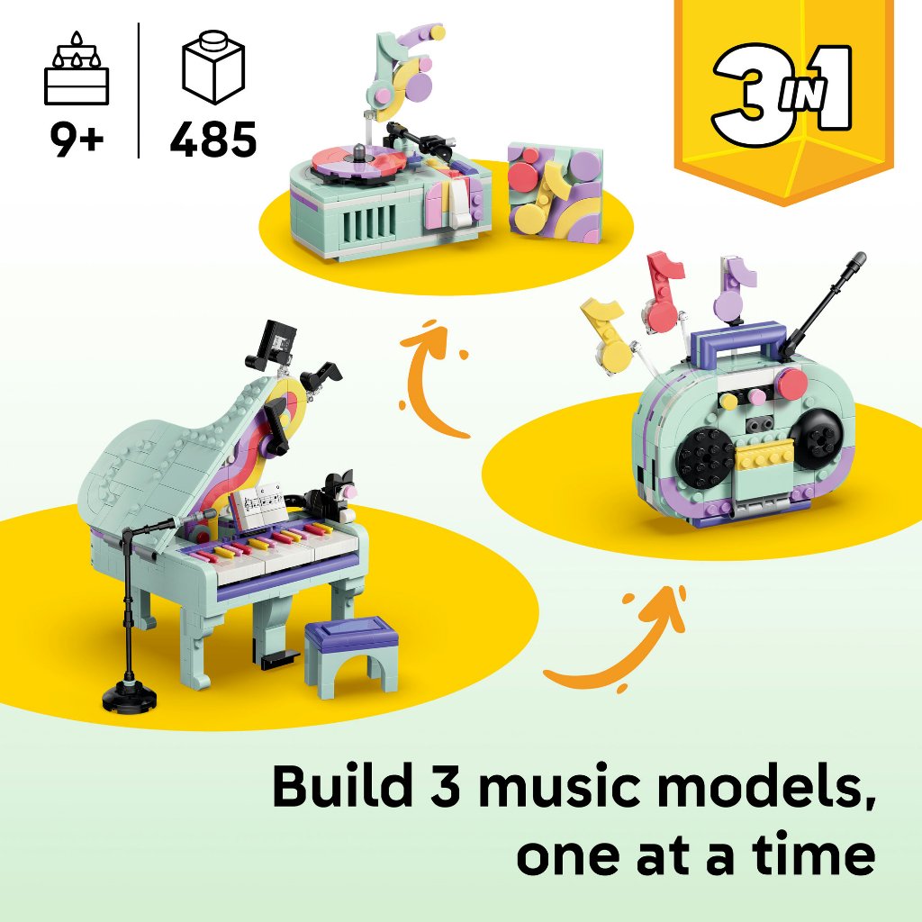 LEGO Creator 3 في 1 ‏31392 بيانو مع قطة (485 قطعة) — صورة 5