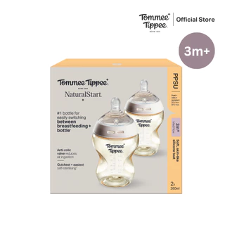 Tommee Tippee ขวดนม PPSU Natural Start 260 มล. (แพ็คคู่) พร้อมจุกนม Medium Flow