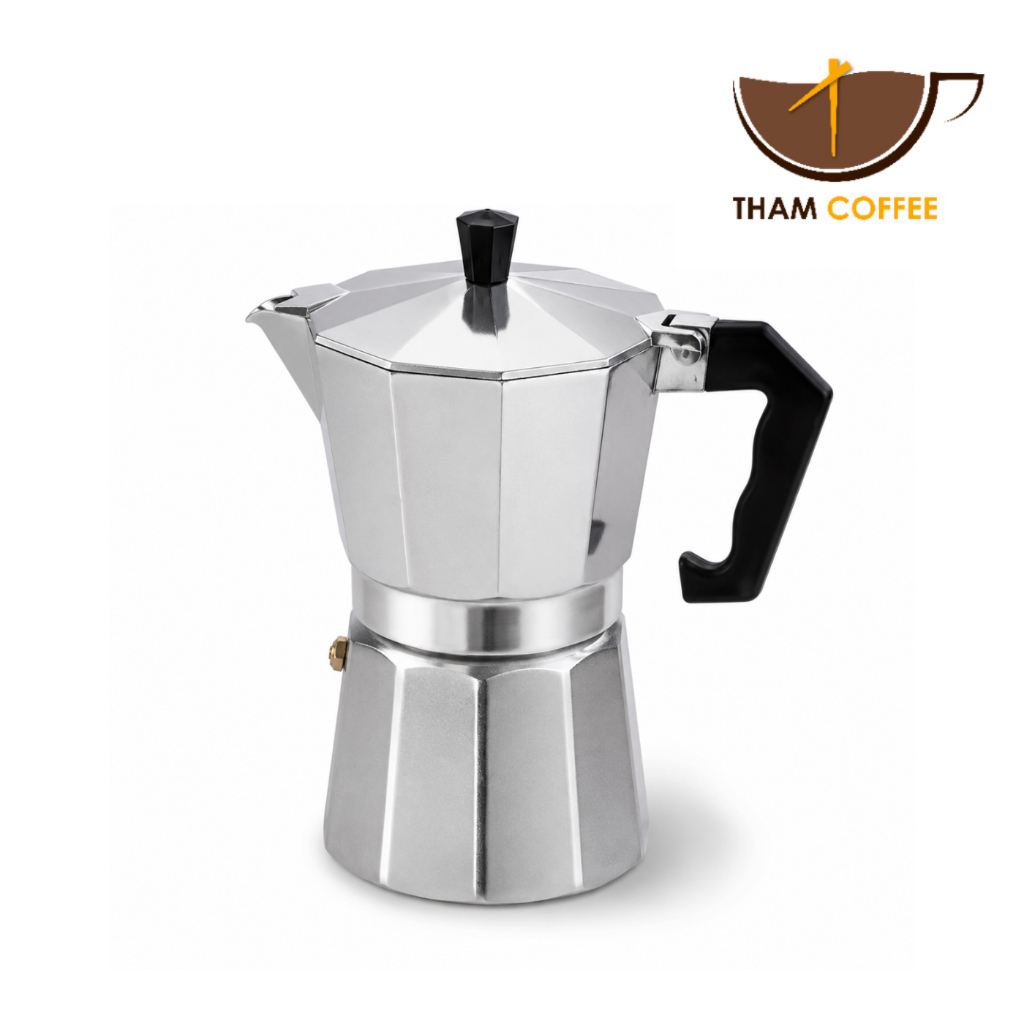 หม้อต้มกาแฟ Moka Pot มอคค่าพอท ที่ชงกาแฟสด ใช้กับเตาแก๊ส เตาถ่าน เตาอินฟราเรด Tham coffee