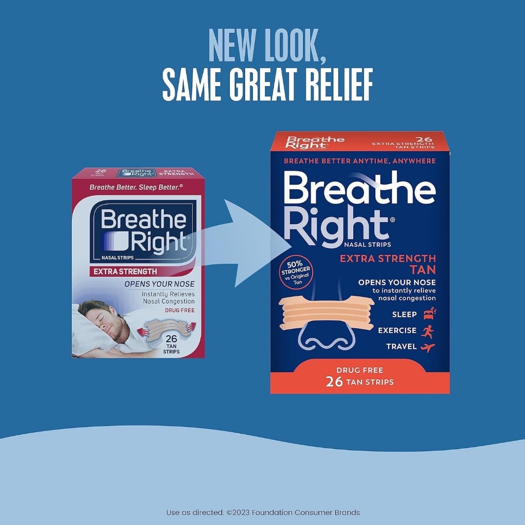 แผ่นแปะจมูก Breathe Right ลดการนอนกรน สำหรับการนอนหลับสบาย