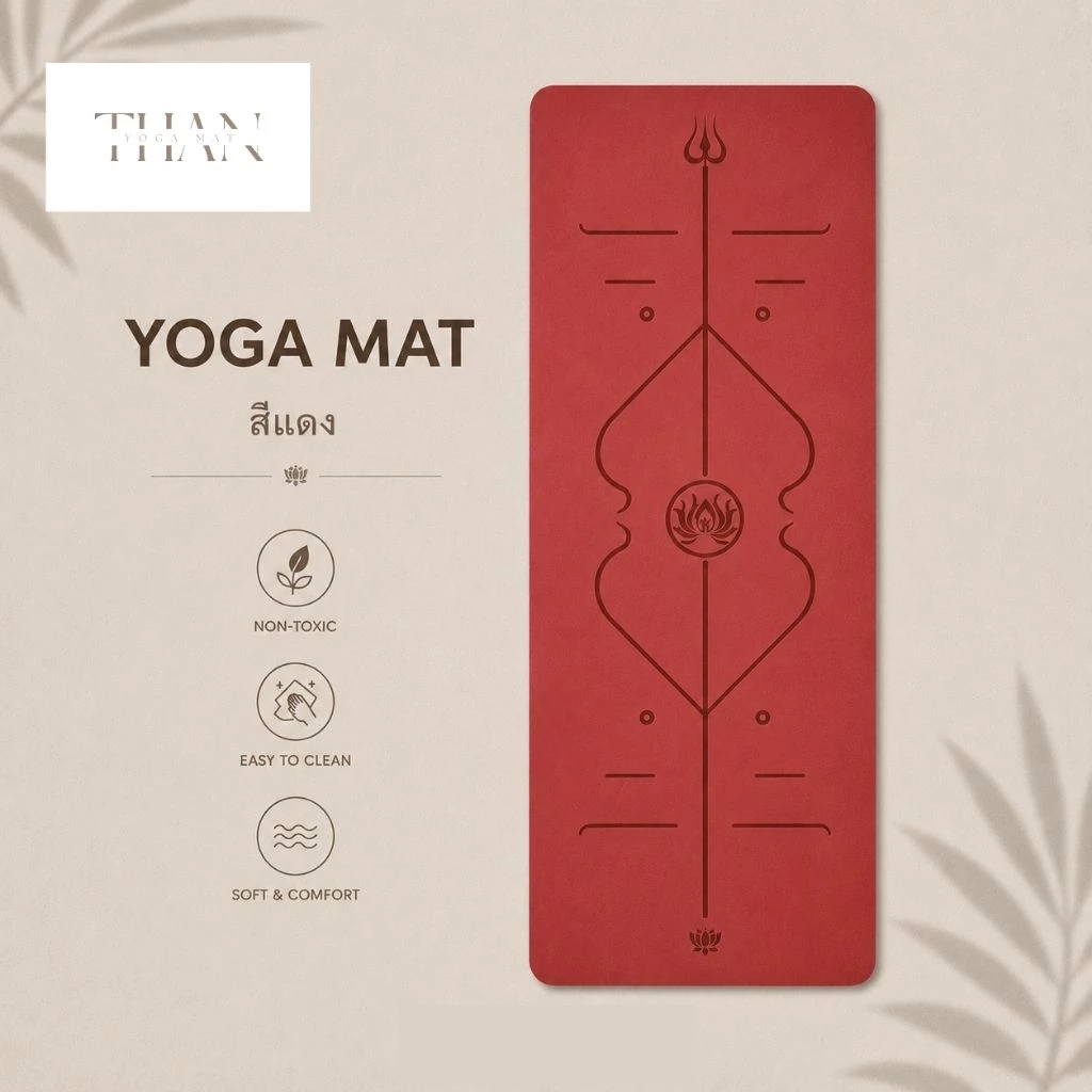 THAN yoga เสื่อโยคะ PU ยางพารา Pilates 5mm กันลื่น thumbnail 10