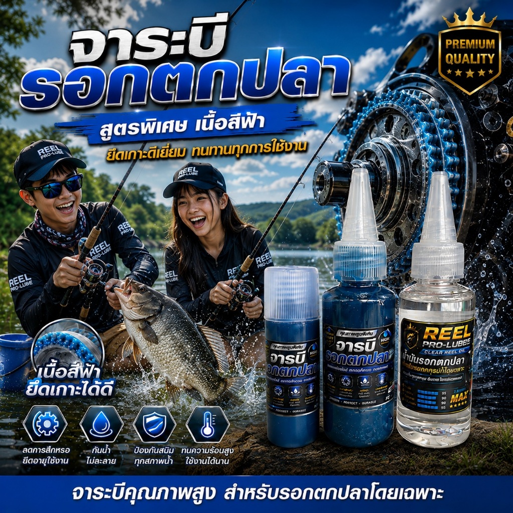 REEL PRO-LUBE จารบีรอกตกปลา สูตรพิเศษ เนื้อฟ้า สำหรับลูกปืน เฟือง และระบบรอกโดยเฉพาะ