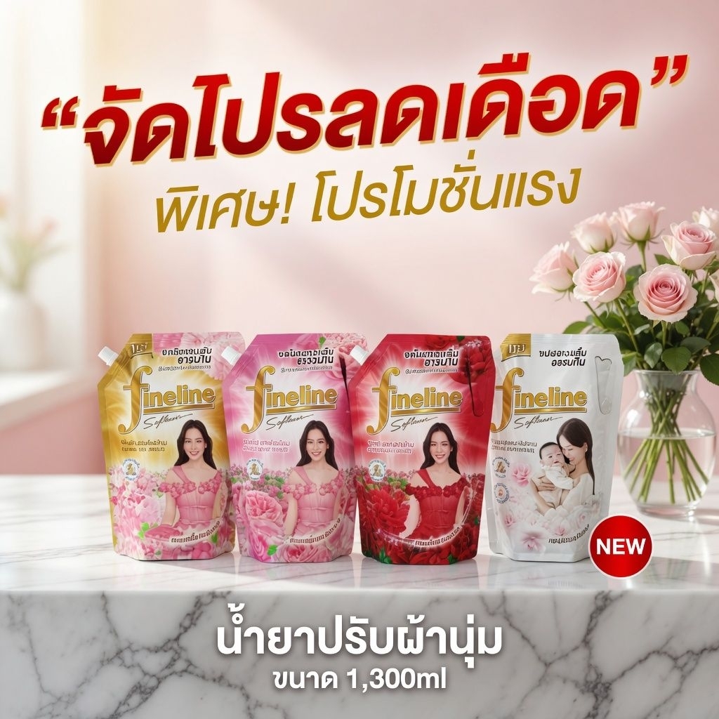ไฟน์ไลน์ น้ำยาปรับผ้านุ่ม มี4 สูตร  1300 มล.
