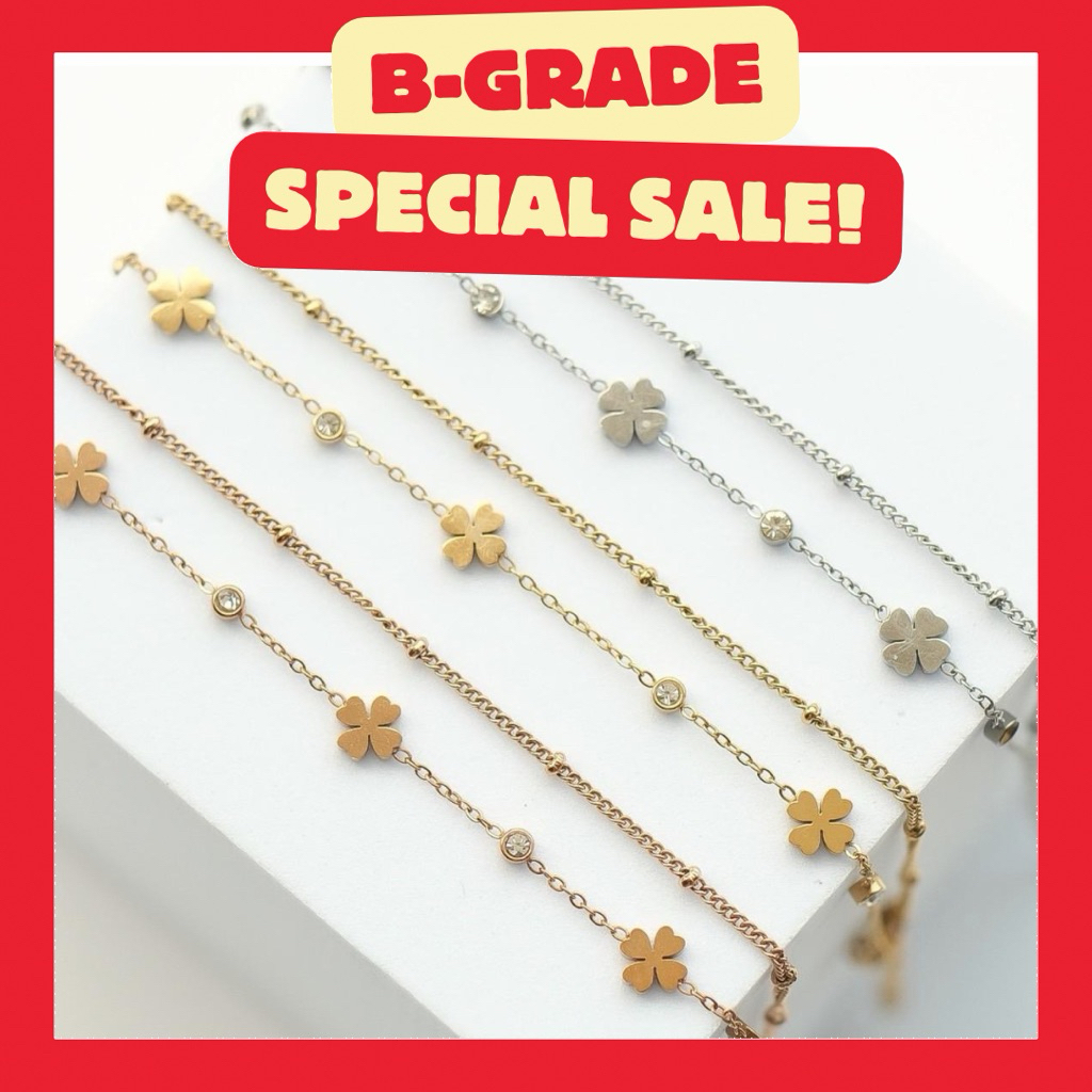 {B-Grade} Lucky clover 14k bracelet. (สร้อยข้อมือตัวเรือนสแตนเลส)