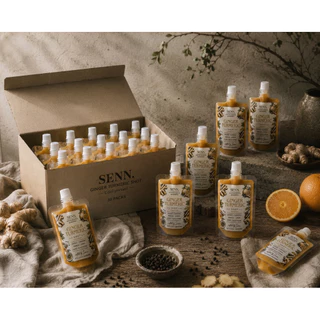 (ผลิตใหม่ทุกวัน) Ginger Shot น้ำขิงสกัดเย็น ผสมขมิ้น พริกไทยดำ สมุนไพร ดีท็อกซ์ ดูแลสุขภาพ | Senn. (Set รายเดือน 30 วัน)