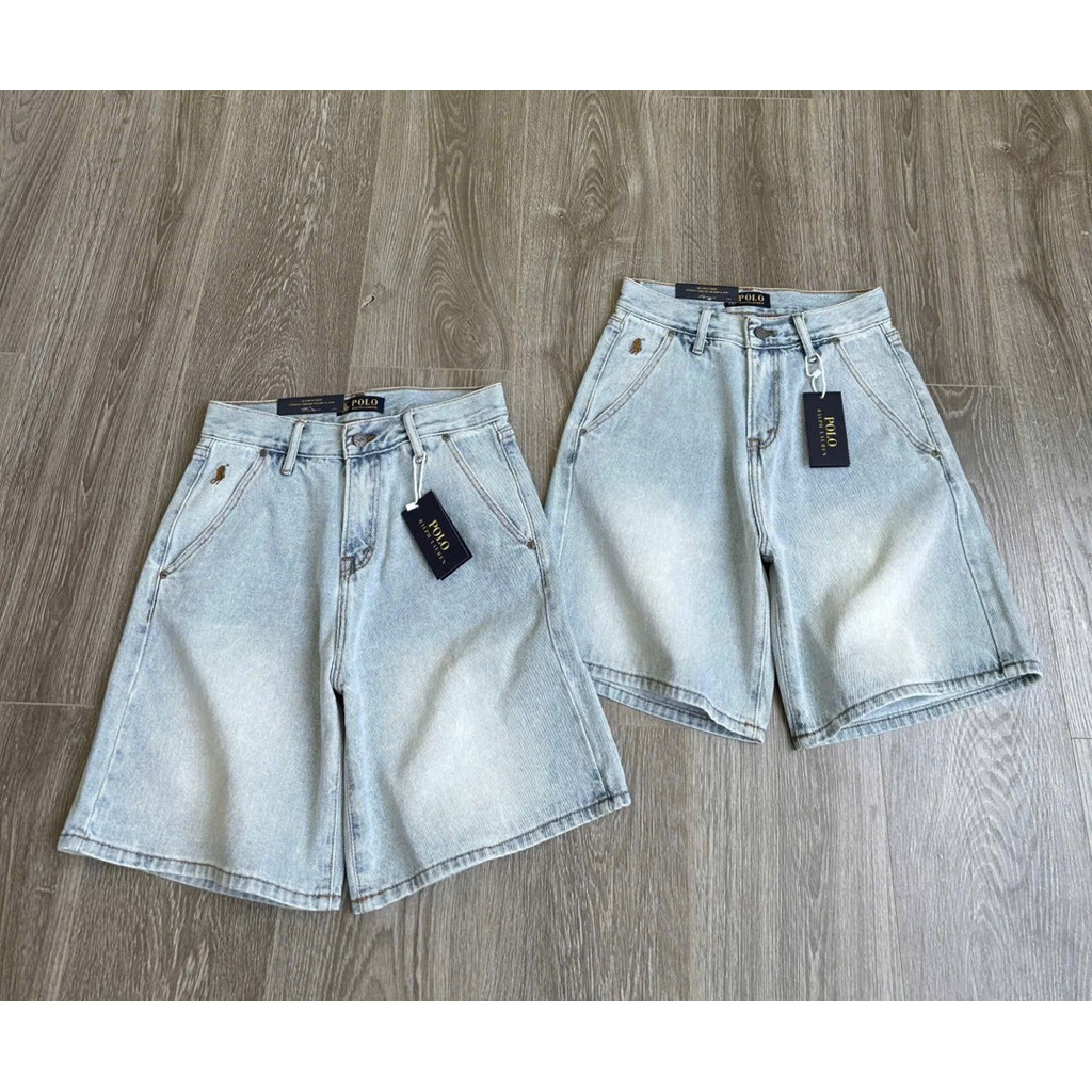 Denim Shorts กางเกงยีนส์สีฟอก เอวสูง งานสวย ป้ายครบ