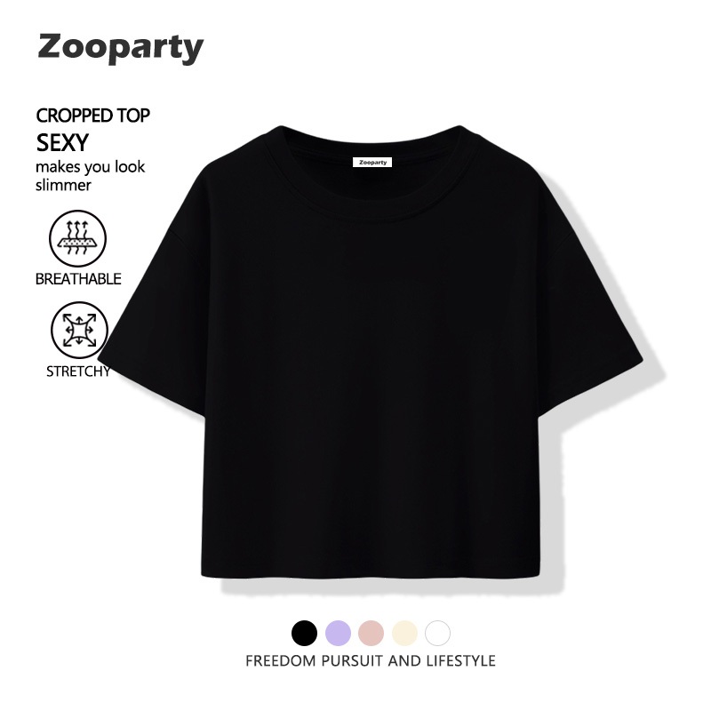 เสื้อครอป สำหรับสตรี สีพื้น เอวลอย แฟชั่น นุ่มและใส่สบาย เสื้อยืดทรง crop(ส่งเร็ว จัดส่งจากไทย)
