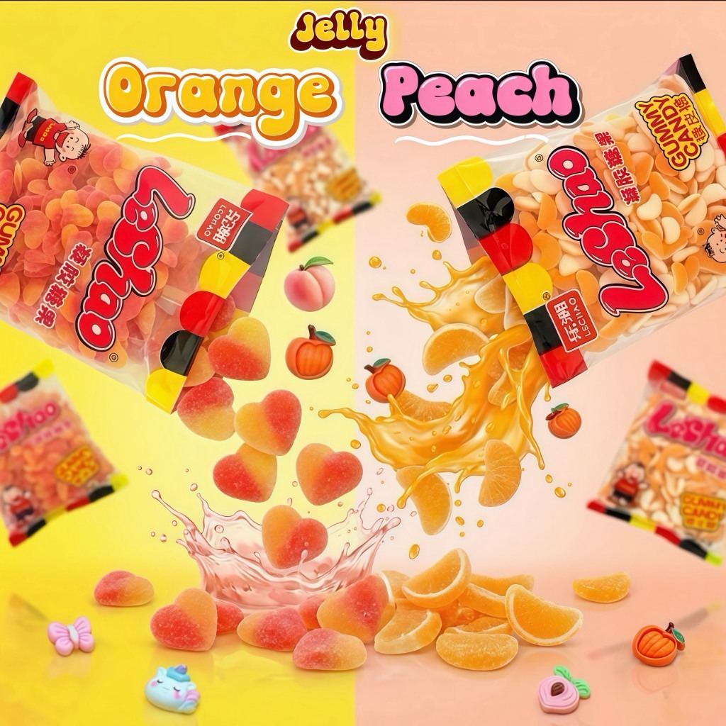 🍊 เยลลี่รสส้ม&เยลลี่รสพีช 🍑 แพ็คใหญ่ 1,000 กรัม สดชื่นหวานอมเปรี้ยว อร่อยคุ้มสุดๆ