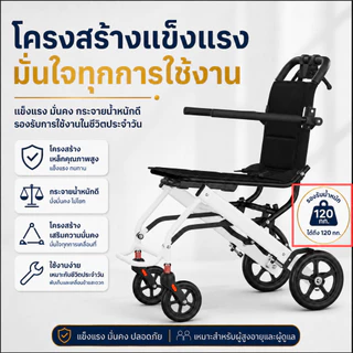 รถเข็นผู้สูงอายุ วีลแชร์พับได้ น้ำหนักเบา 7.8กก. รถเข็นผู้ป่วยพกพา ล้อหลังใหญ่ พับเก็บง่าย ขึ้นเครื่องบินได้ KANBEIO