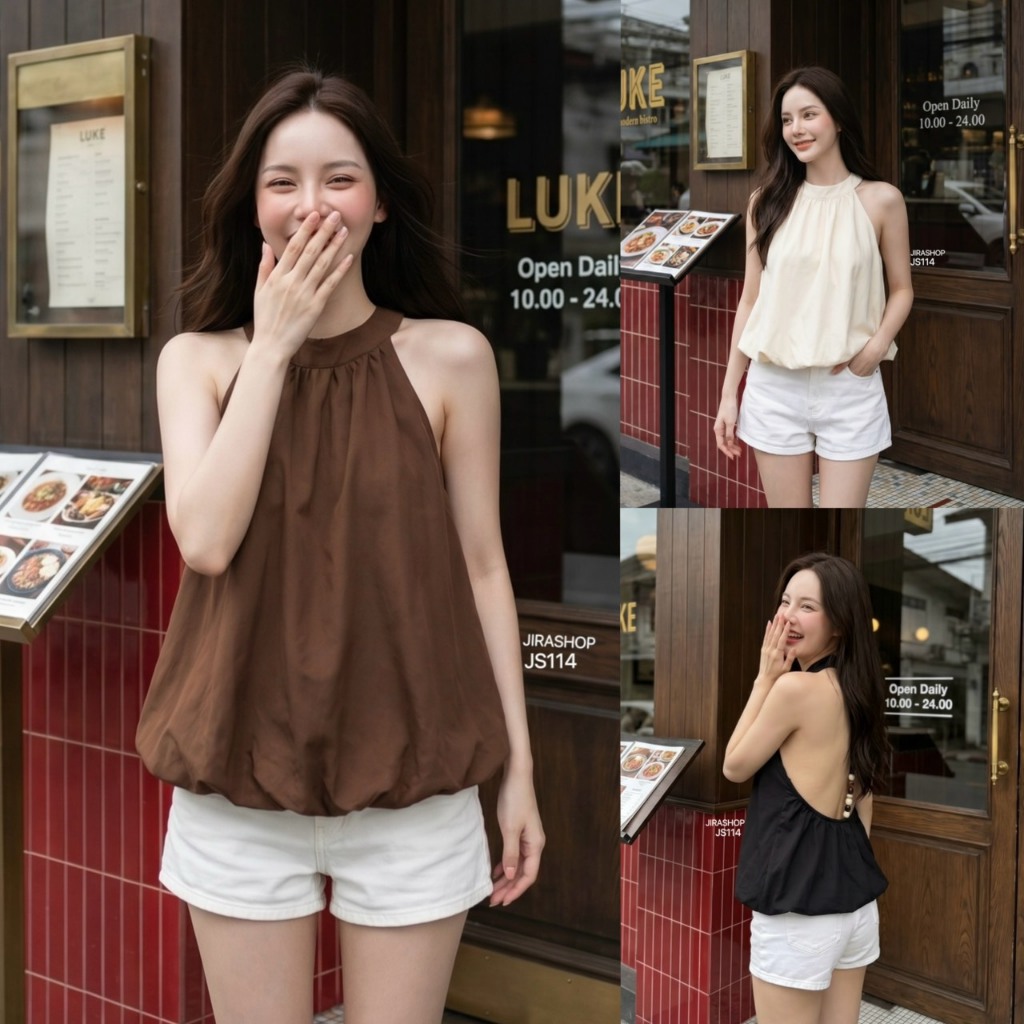JS114 JiraClothing เสื้อคล้องคอ ดีเทลเว้าหลัง