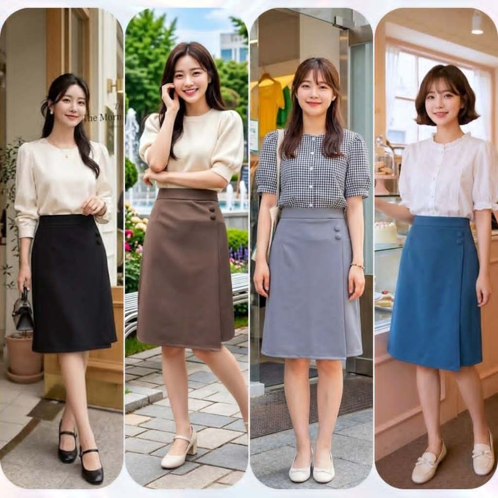 *พร้อมส่ง* Y1 กระโปรงผ้าโรเซฟ ทรงเอ ผ่าหน้าทบ ยาว 22 นิ้ว ไซส์ S - 5XL ผ้านิ่ม ยืด ใส่สบาย ไม่ต้องรีด