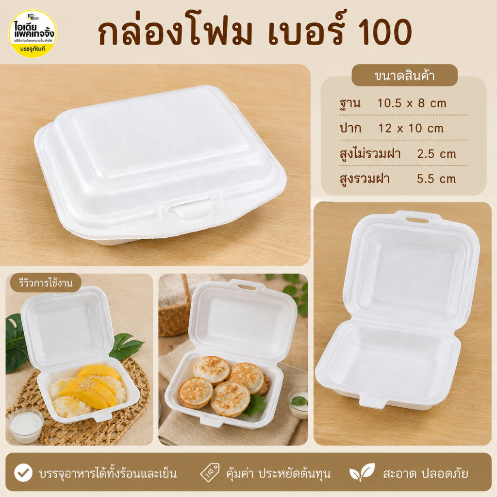 กล่องโฟม 100 100 ใบ/แพค