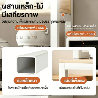 Nomon ชั้นวางของในครัว เคาน์เตอร์ครัว โต๊ะวางของในครัว ชนิดไม้+โครงเหล็ก างชาม/ขวดเครื่องปรุง/กระทะ/ของกระจุกกระจิกได้
