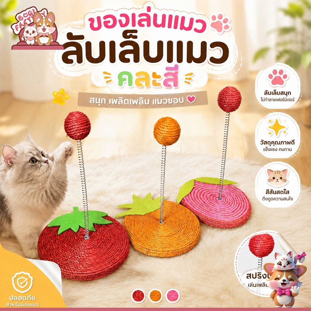 Boqi Factory ของเล่นแมว ที่ลับเล็บสำหรับแมว ที่ฝนเล็บแมว ที่ข่วนเล็บแมว สินค้าน่ารัก สีสันสดใส มีราคาส่ง WPS144