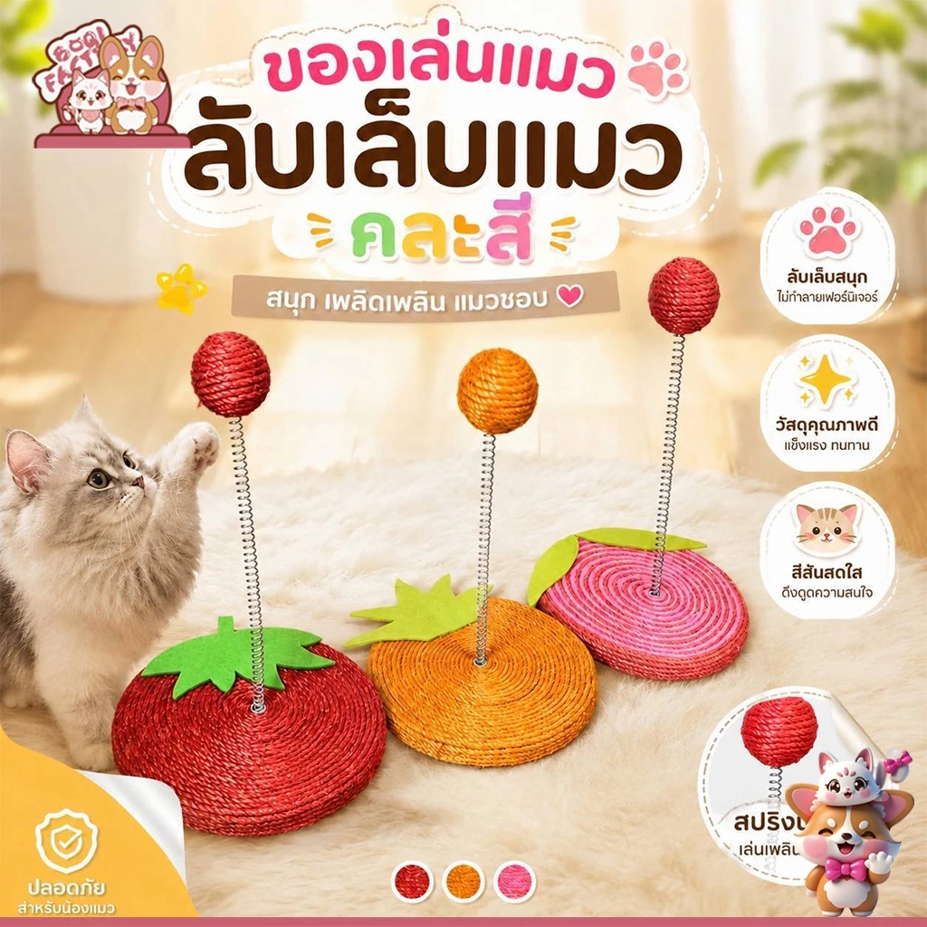 Boqi Factory ของเล่นแมว ที่ลับเล็บสำหรับแมว ที่ฝนเล็บแมว ที่ข่วนเล็บแมว สินค้าน่ารัก สีสันสดใส มีราคาส่ง WPS144