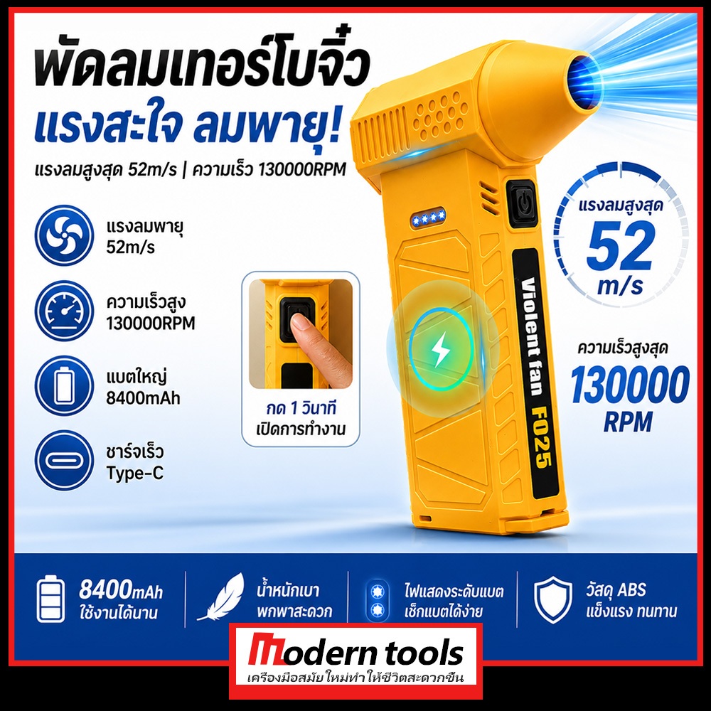 🌀พัดลมเจ็ทเป่าฝุ่น130000 RPM ลมแรง35ม./ส.แบตในตัว8400mAhมอเตอร์ไร้แปรง เป่าได้นาน-แรงคงที่✨พกพาสะดวก ใช้ในรถ-ทำความสะอาด