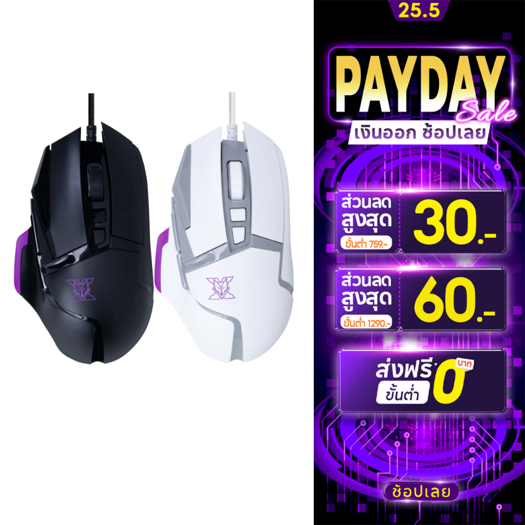 [สินค้ารับประกัน 2 ปี] Nubwo X-Series X212 Titanus Wired Gaming Mouse มีไฟ RGB Lighting ใช้งานง่าย เหมาะสำหรับเล่นเกม