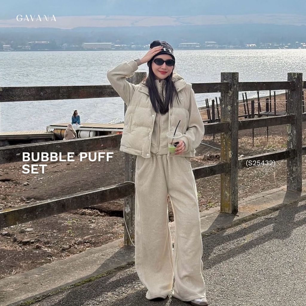GAVANA - Bubble Puff Set 3 ชิ้น (กั๊กนวม+เสื้อ+กางเกง) แยกแมตช์ได้จริง คุ้มกว่านี้ไม่มีแล้วค่า! #S25432