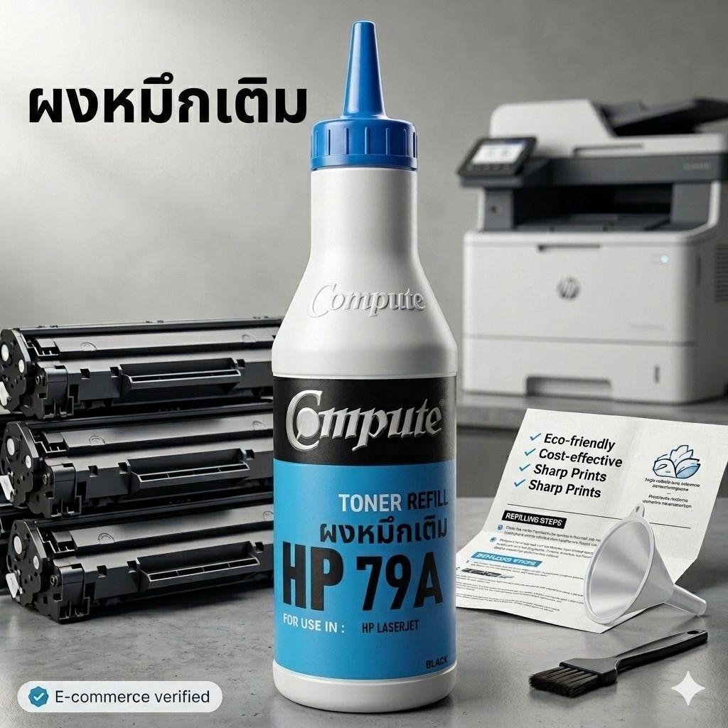 ผงหมึกเติม HP 79A (Compute) สำหรับ HP LaserJet Pro M12a / M12w / M26a / M26w หมึกเติมเลเซอร์ สีดำ คม