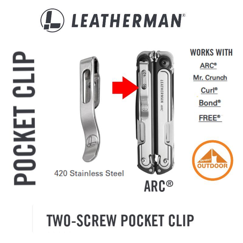 Leatherman Pocket Clip & Lanyard Ring Two Screw คลิปเหน็บสำหรับ Latherman ARC, FREE, BOND, CURL