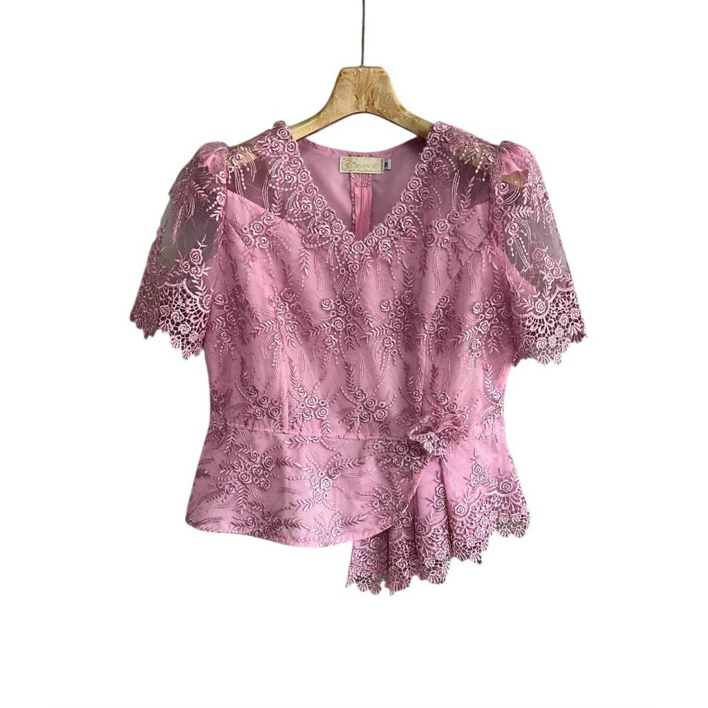 เสื้อลูกไม้ปักเลื่อมงานลูกไม้เเท้36/38/40/42/44