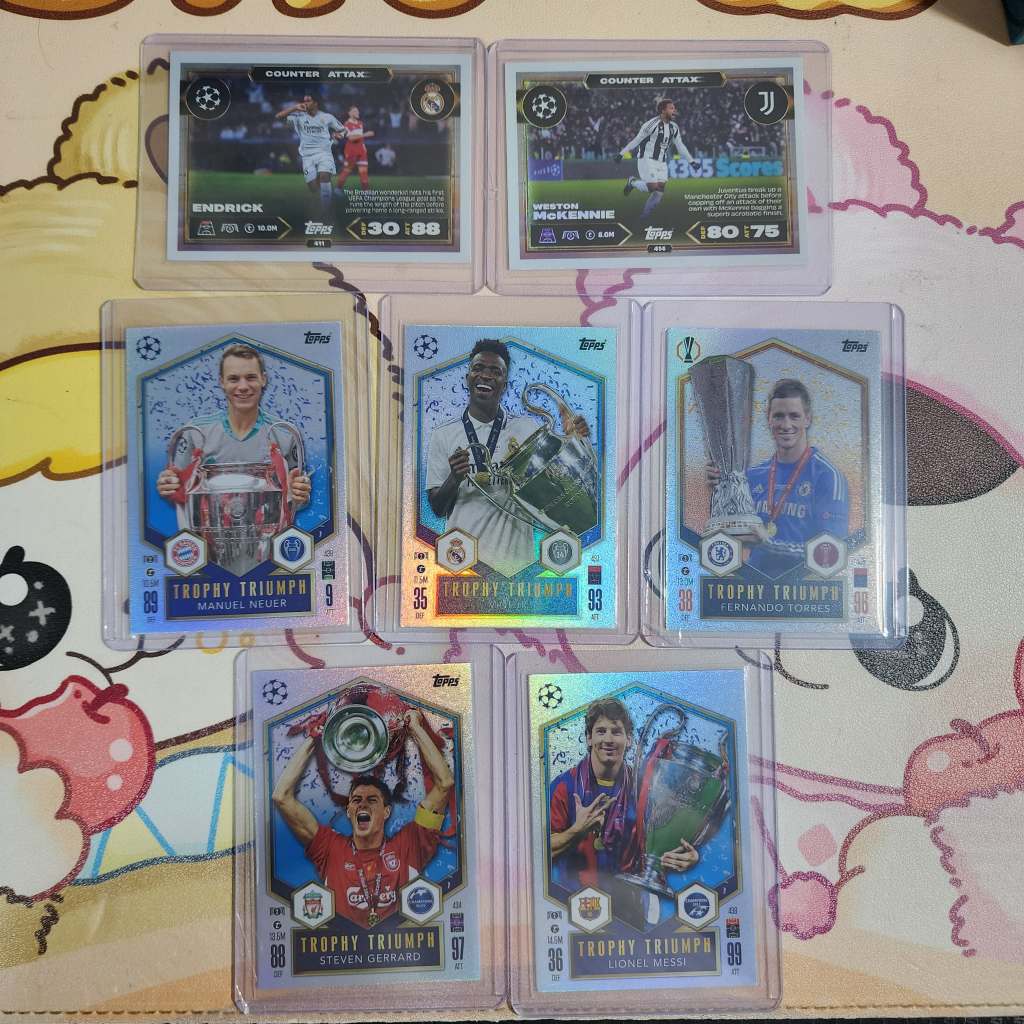 Topps การ์ดนักบอล UEFA Champions League Trophy Triumph Messi Gerrard Torres ของแท้ ส่งไว หายาก