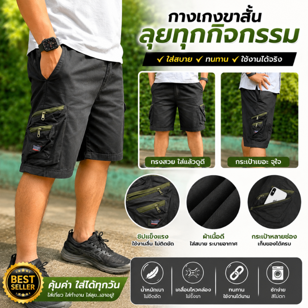 คาโก้ขาสั้นUSA พร้อมส่งทุกไซต์