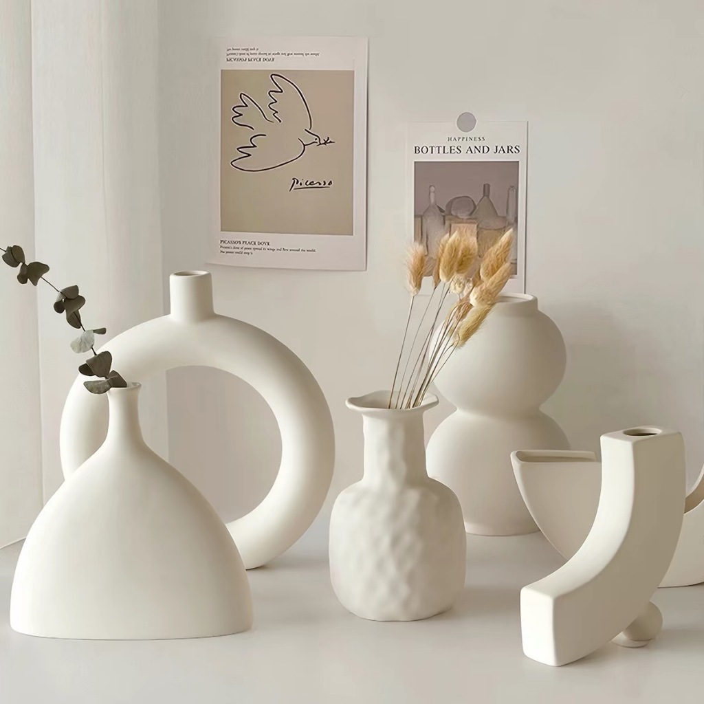 OurHome [แจกันเซรามิก] แจกันเซรามิกSubai ceramic vase แจกันเรียบง่าย ของแต่งบ้าน พร็อพถ่ายรูป ร้านกาแฟ ร้านอาหาร โรงแรม