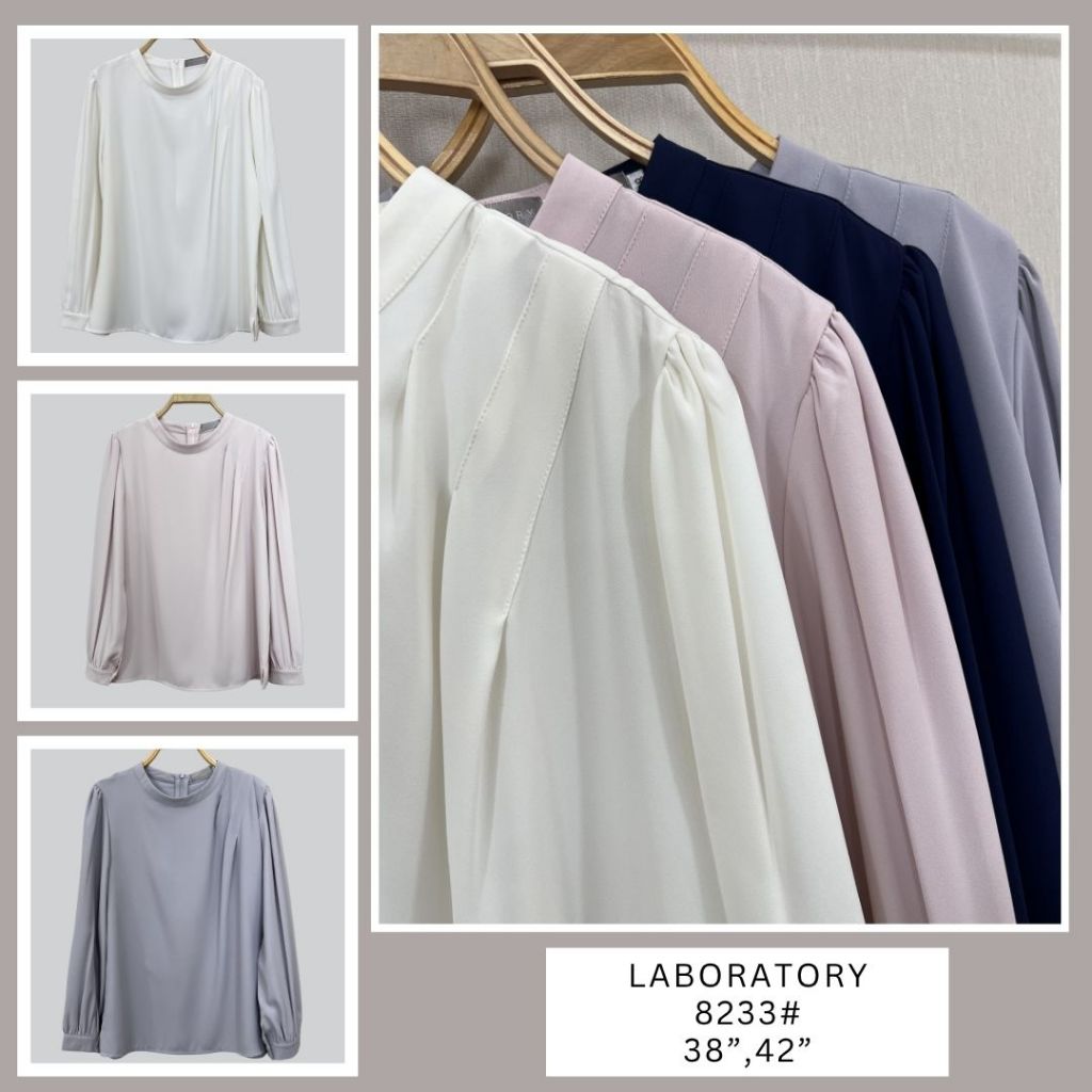 Laboratory 8233 เสื้อคอกลมจับเดรปไหล่ แขนยาว มีไซส์38 รูปที่ 6